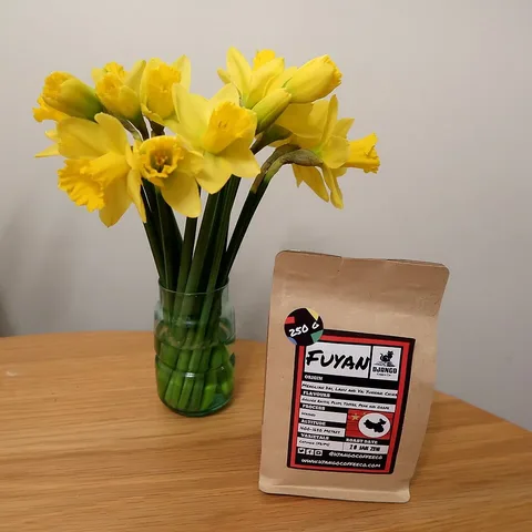 Packaged coffee identified as originating in Yunnan