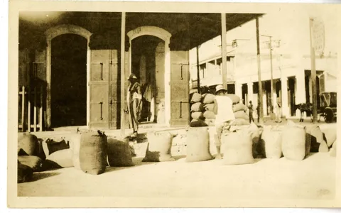Coffee trade in Port-au-Prince, Haiti · archival photograph, 1928–1929
